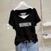 Women's Floral Lace Print V-Neck Short Sleeve T-Shirt 100% Cotton Loose Fit Casual Breathable Top_ecoleips.com