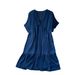 Korean Style V Neck Casual Dress For Women Short Sleeved Summer Simple Loose Slimming A-Line Skirt For Commuting_ecoleips.com