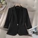 Women's Slim Fit Short Blazer Jacket – Lightweight Office & Casual Cropped Blazer With Notch Lapel, 3/4 Sleeve, Wrinkle-Free_ecoleips.com