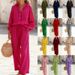 Women's Clothing Women's Solid Color Suit Set Style Imitation Cotton Linen Loose Long Sleeved Top For Formal & Casual For Women_ecoleips.com