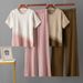 Women's Clothing Round Neck Gradient Knitted Suit Loose Stylish Sweater Temperament Top Casual Sports Wide Leg Pants_ecoleips.com