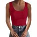 Women's Square Neck Ribbed Casual T Shirt Sleeveless Elastic Slim Fit Basic Vest Women's Tops_ecoleips.com