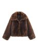Faux Fur Jacket Women's Fashion Fall Coat Streetwear Stylish Polyester Outerwear Casual Blazer Brown S M L_ecoleips.com