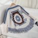 Aria Basics Aria Basics Retro Ethnic Style Pullover Sweater With One-Shoulder Collar Shawl Women, Loose Long-Sleeve Knit Tassel Cape For Autumn_ecoleips.com