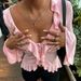 Women's Sexy V Neck Cardigan European American Style Ruffles Bell Sleeves Slimming Waist Top_ecoleips.com