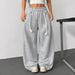 Women's High Waist Flared Joggers With Ruffle Detail & Drawstring - Soft Wide Leg Lounge Pants For Casual Wear_ecoleips.com