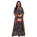 Elegant Long Arabic Abaya Dress With Dubai-Inspired Floral Print & Embellishments - Breathable Polyester Chiffon For Women (S-Xxl)_ecoleips.com