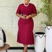 African Summer Women's Dress Solid Color Round Neck Short Sleeve Fashionable Commuting Slim Fit Plus Size_ecoleips.com