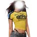 Summer European American Cross-border Street Style Trendy Short Crop Top With Motorcycle Print, Sweet And Cool Retro_ecoleips.com