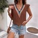Women's Clothing Lace Shirt V Neck Lotus Leaf Sleeve Pullover Loose Casual Shirt_ecoleips.com