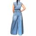 Women's Clothing New Style Casual Washed Sleeveless Denim Jumpsuit Wide Leg Pants_ecoleips.com