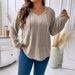 Fall/Winter Solid Color Plus Size Women's Hoodie With V-Neck, Long Sleeves, And Fringed Fleece Finish_ecoleips.com