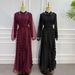 Voya Women's 2 Piece 3D Circular Cutout Chiffon Dress With Beaded Waist Belt Lantern Sleeves, Elegant Evening Gown For Parties, Weddings, Burgundy_ecoleips.com