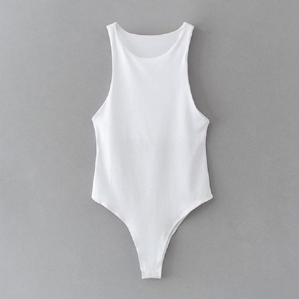Onesie Fashion One-word Collar Solid Color Onesie Top Women_ecoleips.com