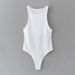 Onesie Fashion One-word Collar Solid Color Onesie Top Women_ecoleips.com