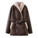 Two-Tone Faux Fur Trench Coat – French-Inspired Oversized Women’s Outerwear With 3D Texture, Boho Chic & Street Style (Brown/Black, XS-L)_ecoleips.com