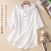 Classical Chinese-Style Leisure Short-Sleeved Jacquard Embroidered Cotton-Linen Shirt For Women, Summer Loose-Fitting Ho_ecoleips.com