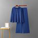 Women's Knitted Two Piece Set Hooded Button down Sweater Casual Wide Leg Pants Spring Autumn Cross Border Style_ecoleips.com