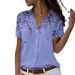 Women's Fashion Printed Blouse Short Sleeve Loose Button-Up Shirt For Casual Wear Breathable & Lightweight Fabric_ecoleips.com
