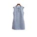 Mist Blue Sequin Vest Dress - Diamond Hollow Sexy Round Neck Early Spring Style _ecoleips.com