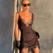 Women's Black Lace Panel Satin Halter V Neck High Waist Bodycon Midi Dress – Elegant Summer Gown 2026_ecoleips.com