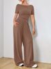 Women's Clothing Loose Fitting Wide Leg Pants For Women Two Piece Suit Soft And Sticky Style Suit Fashionable Irregular Short Sleeves_ecoleips.com