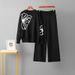 "Elegant Embroidered Knit Sweater & Wide Leg Pants Set For Women - Comfortable Casual Outfit"_ecoleips.com