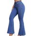 Women's Slimming High Elasticity Jeans mid Waist Flared Pants European American Style Fashionable Versatile Solid Color Cotton Denim_ecoleips.com