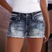 Women's Clothing Ripped Denim Shorts Elastic Slim Fit Versatile Jeans Embroidered Denim Shorts_ecoleips.com