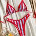 2026 European American Style Women's Sexy Striped Bikini Swimwear Lace-Up Tie Cross-Over Design Stylish New Arrivals_ecoleips.com