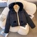 Women's Faux Fur Trim Hooded Short Puffer Jacket With Waist Tie - Lightweight Winter Coat For Casual Outfits (Black, Coffee, Beige, Khaki, Pink)_ecoleips.com