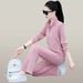Women's Wide-Leg Pants Set - Korean Style Casual Outfit With Stand Collar (Pink, Blue, Green, Black) - Flowy Two-Piece Lounge & Streetwear_ecoleips.com