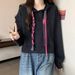 Short Drawstring Hooded Sweatshirt For Women, Spring And Autumn Plus Size, Stylish Design, Regular Shoulder Top, Trendy_ecoleips.com