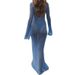 Women's Clothing Sexy Long Solid Color Perspective New Long Sleeve Floor Length Dress Beach Dress_ecoleips.com