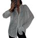 2026 Spring Summer New European And American Style Sequin Top Turn-down Collar Long Sleeve Cardigan Basic Cross-border_ecoleips.com