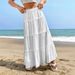 Women's Solid Color Midi Skirt Elastic Waist A-Line Casual Polyester Spring/Autumn Summer Versatile Skirt_ecoleips.com