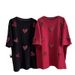 Women's Clothing Spring Heavy Three Dimensional Love Towel Embroidery Short Sleeved T Shirt Female Beaded Loose Top_ecoleips.com
