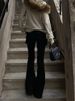 Women Dark Academia Goblin Core Long Trousers Gyaru Goth Low Rise Flare Pants Y2K Streetwear Stretch Japanese Harajuku Grunge_ecoleips.com