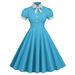 Vintage 50s Hepburn Style Polka Dot Bridesmaid Dress Contrasting Shirt Collar Retro Big Swing Slim Fit for Women_ecoleips.com