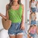 Real Shot Of The New Summer Solid Color V-neck Hollow Leaf Sleeveless Knit Vest For Vacation. Cross-border_ecoleips.com