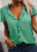 Women's Clothing Women's Ruffled Blouse Short Sleeve Shirt Spring Summer Solid Color Wish For Formal & Casual For Women_ecoleips.com