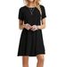 Summer Women Solid Color Dress Short Sleeve Mini Causal Dresses O-Neck Basic A-line Floral Printed Leopard Thick Vestidos_ecoleips.com