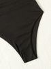 Black Spaghetti Strap Deep V-Neck Fitted Solid One Piece Swimsuit For Women_ecoleips.com
