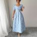 Women's Clothing Daisy Embossed Dress American Style Short Sleeve A-Line Skirt Casual Summer Fashion Thin Material_ecoleips.com