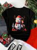 European And American Cross-border Foreign Trade Women's Clothing Christmas Snowman Print Round-neck Short-sleeve_ecoleips.com