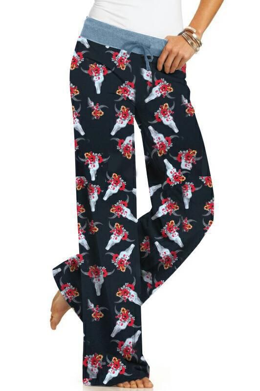 Women's Clothing Color Matching Printed Women's Loose Wide Leg Pants Sports Pants Casual Pants_ecoleips.com