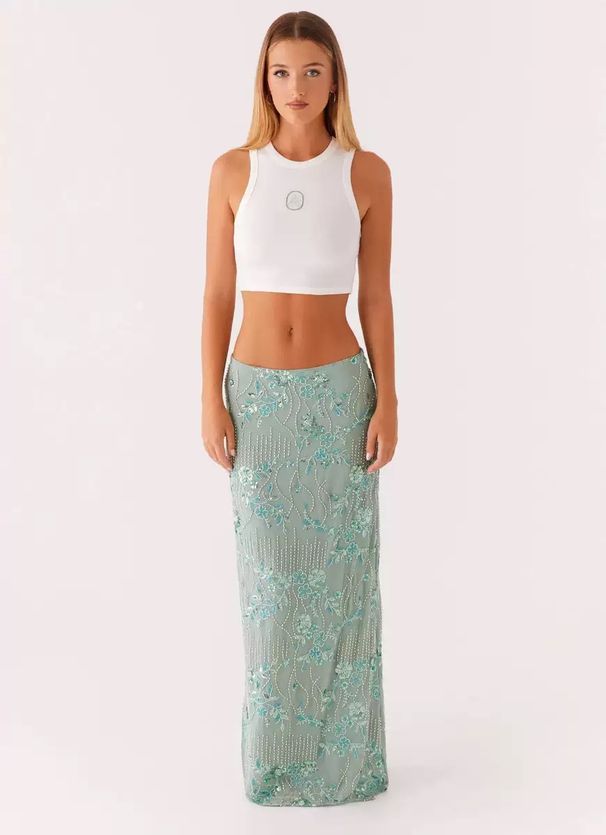 Summer New Arrival Women's Trendy Beaded Sequined Embroidered Bodycon Slimming Long Skirt_ecoleips.com