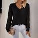 Spring Autumn Knitted Sweater European And American Cross-Border Foreign Trade Women's Fashion Elegant V-Neck_ecoleips.com