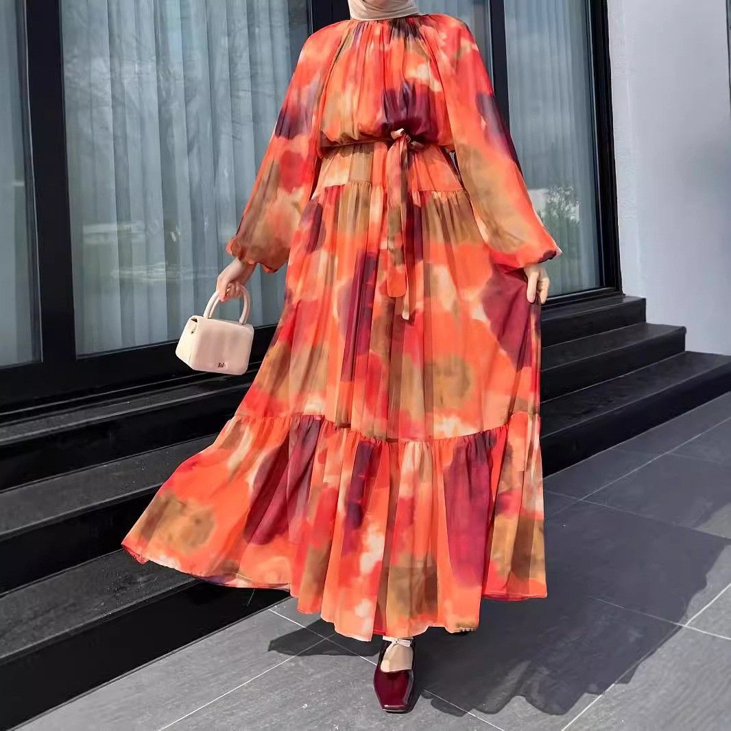 Women's Clothing Muslim Chiffon Woven Long Elegant Dress_ecoleips.com