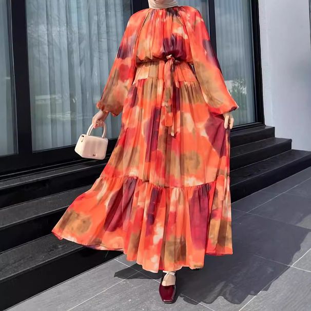 Women's Clothing Muslim Chiffon Woven Long Elegant Dress_ecoleips.com